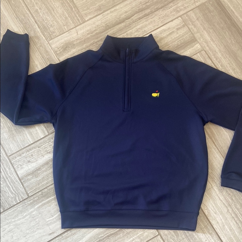 Masters Blue Three Quarter Zip Up Pull Over High Collar Casual
